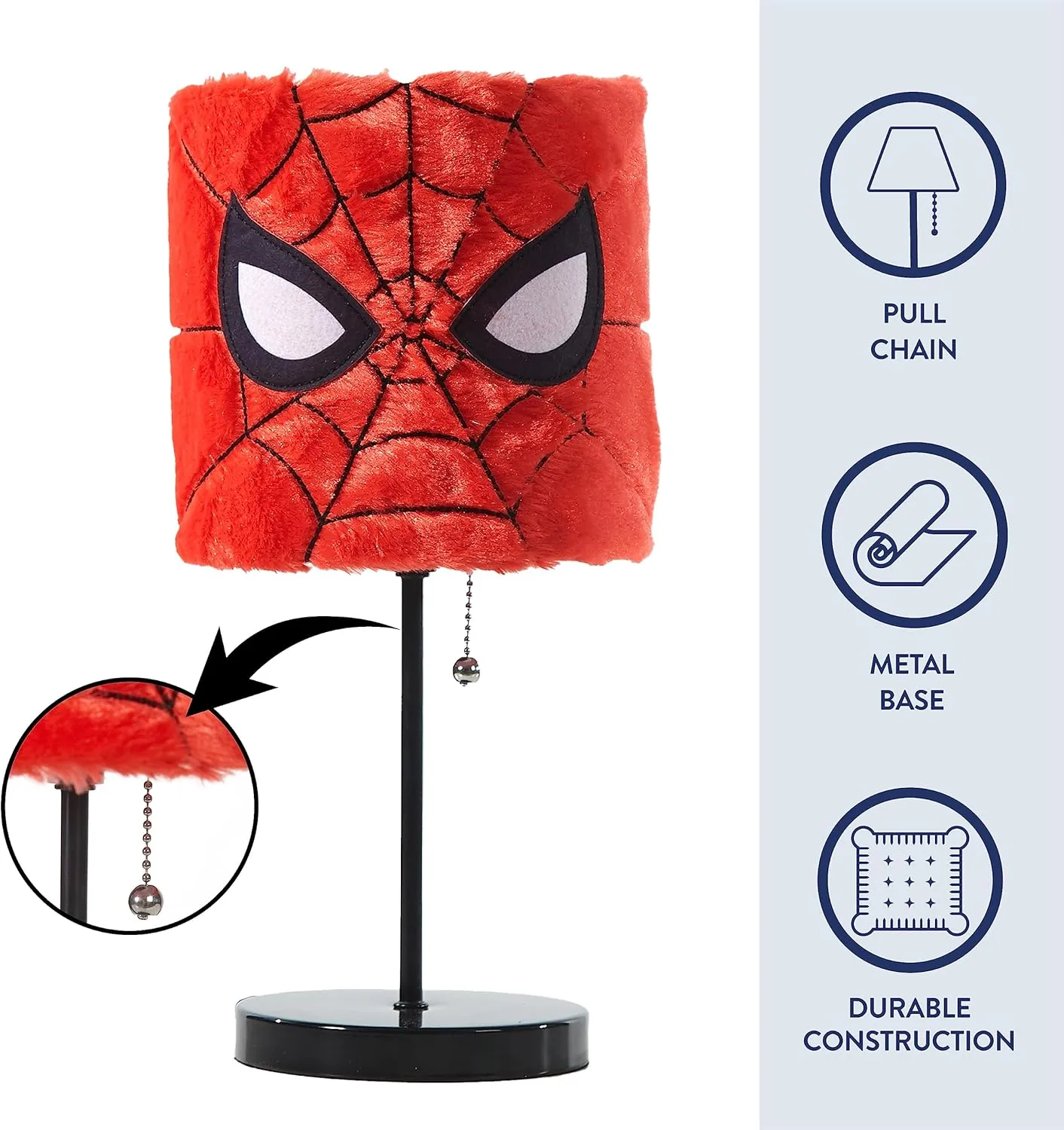 Idea Nuova Marvel Spiderman Plush Shade Stick Table Lamp, Red