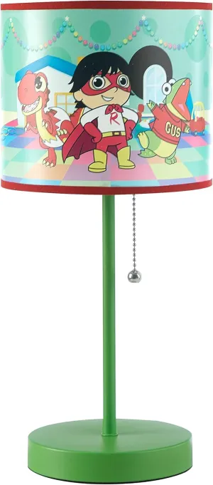 Idea Nuova Ryan's World Stick Table Kids Lamp with Pull Chain Themed Printed Decorative Shade