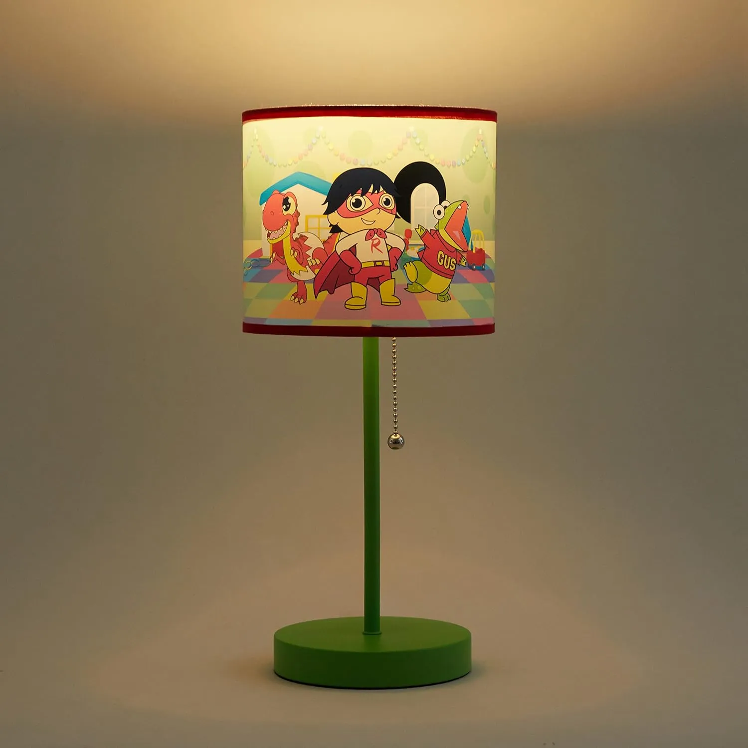 Idea Nuova Ryan's World Stick Table Kids Lamp with Pull Chain Themed Printed Decorative Shade