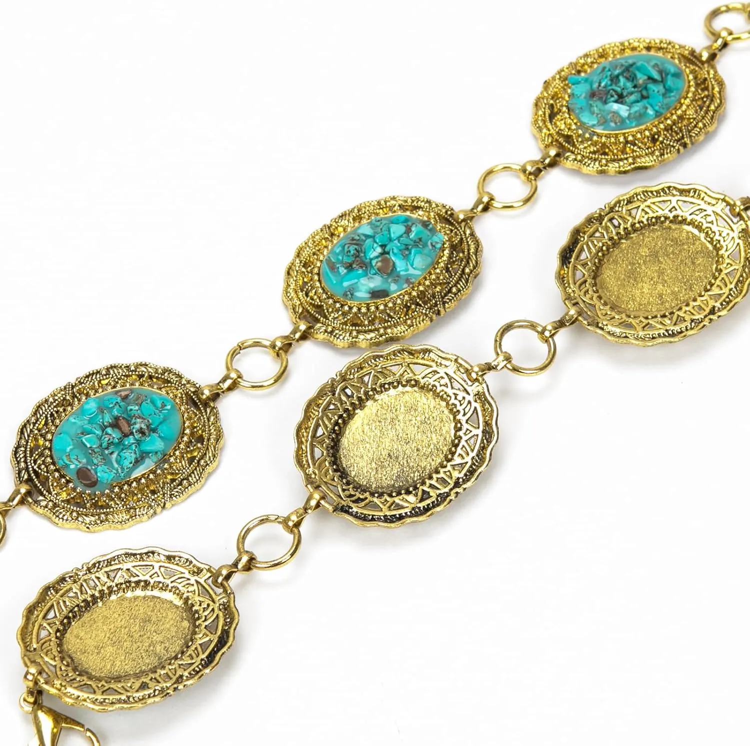 ILuvatar Waist Chain Women's Metal Dress With Sweater Gold Retro Turquoise Stone Punk Belt Concho Western Belts