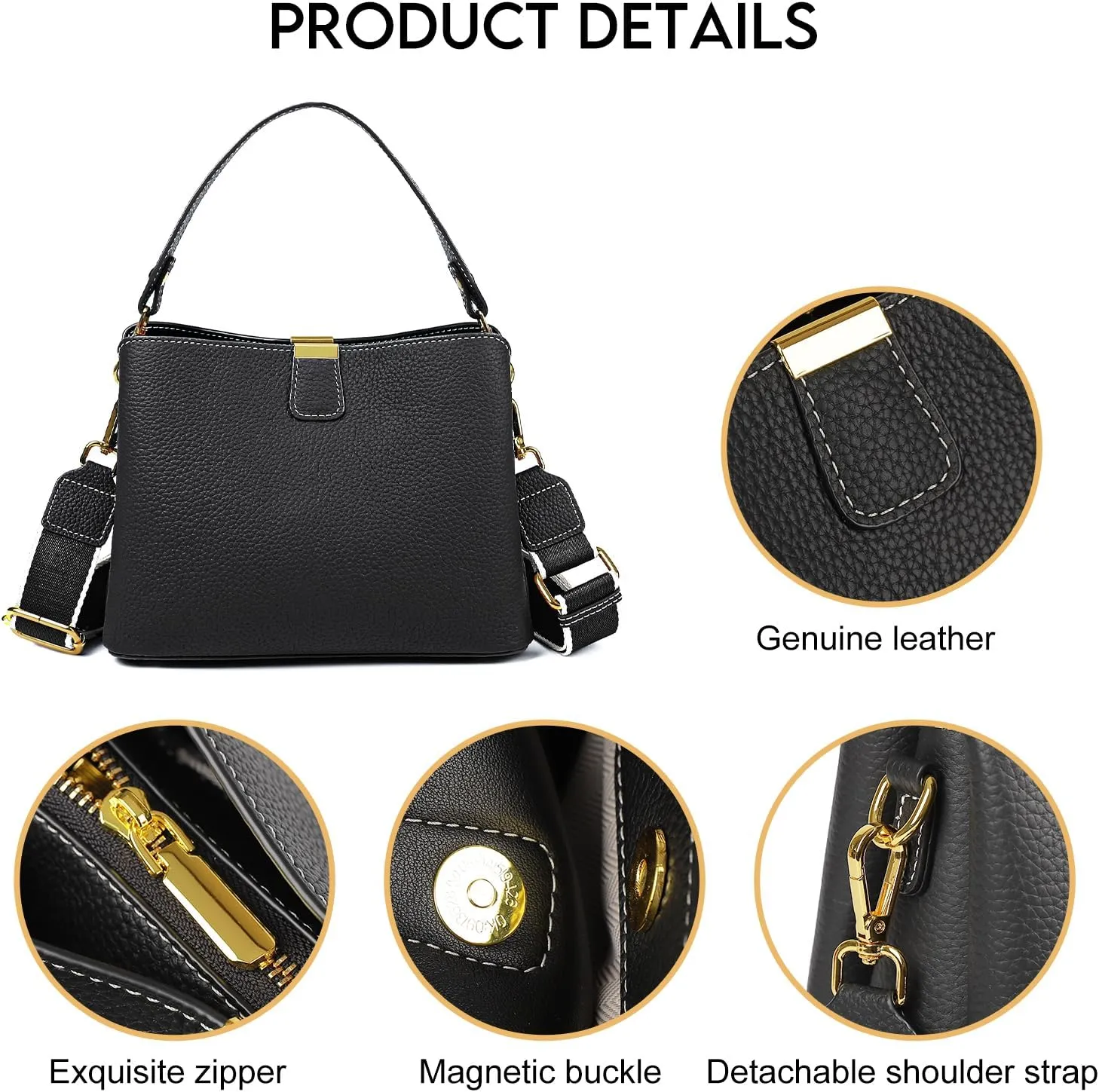 imeetu Crossbody Bags for Women Genuine Leather Shoulder Bag with Zipper Medium Size