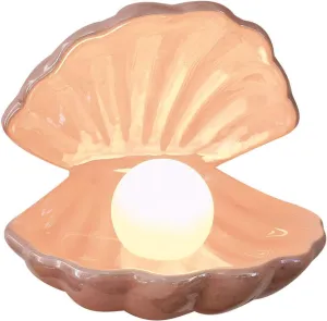 IMIKEYA Shell Pearl Light LED Accent Lamp Portable Night Light Pearl in Shell Desktop Ornament Home Decor for Bedroom Living Room (Pink)