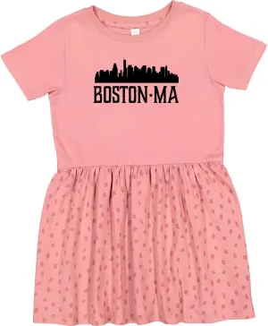 inktastic Boston Massachusetts Skyline City Silhouette Toddler Dress