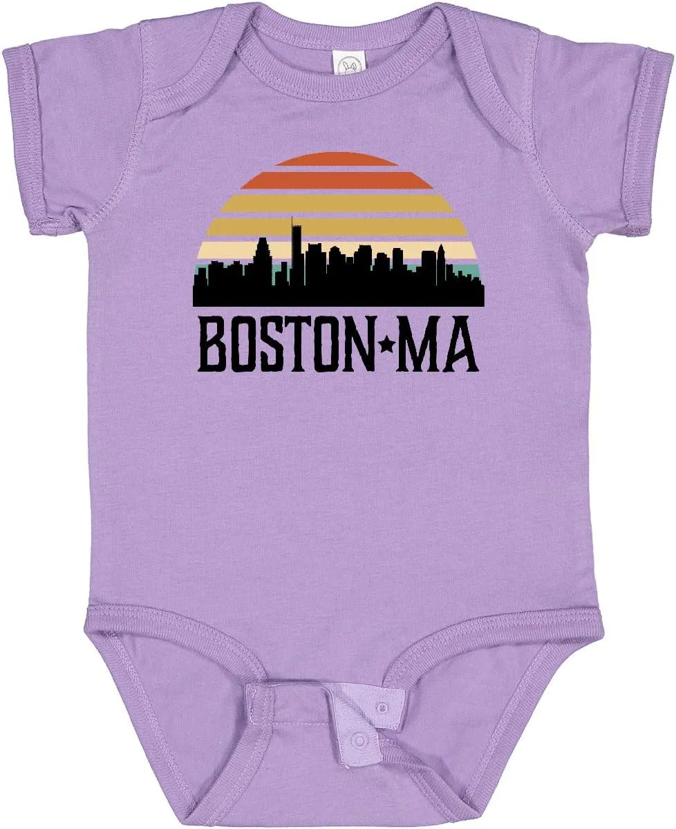 inktastic Boston Massachusetts Skyline Sunset Baby Bodysuit