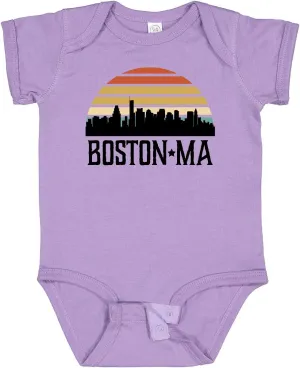 inktastic Boston Massachusetts Skyline Sunset Baby Bodysuit