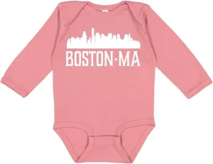 inktastic Boston Massachussetts Skyline Long Sleeve Creeper