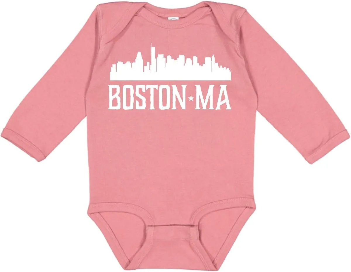 inktastic Boston Massachussetts Skyline Long Sleeve Creeper