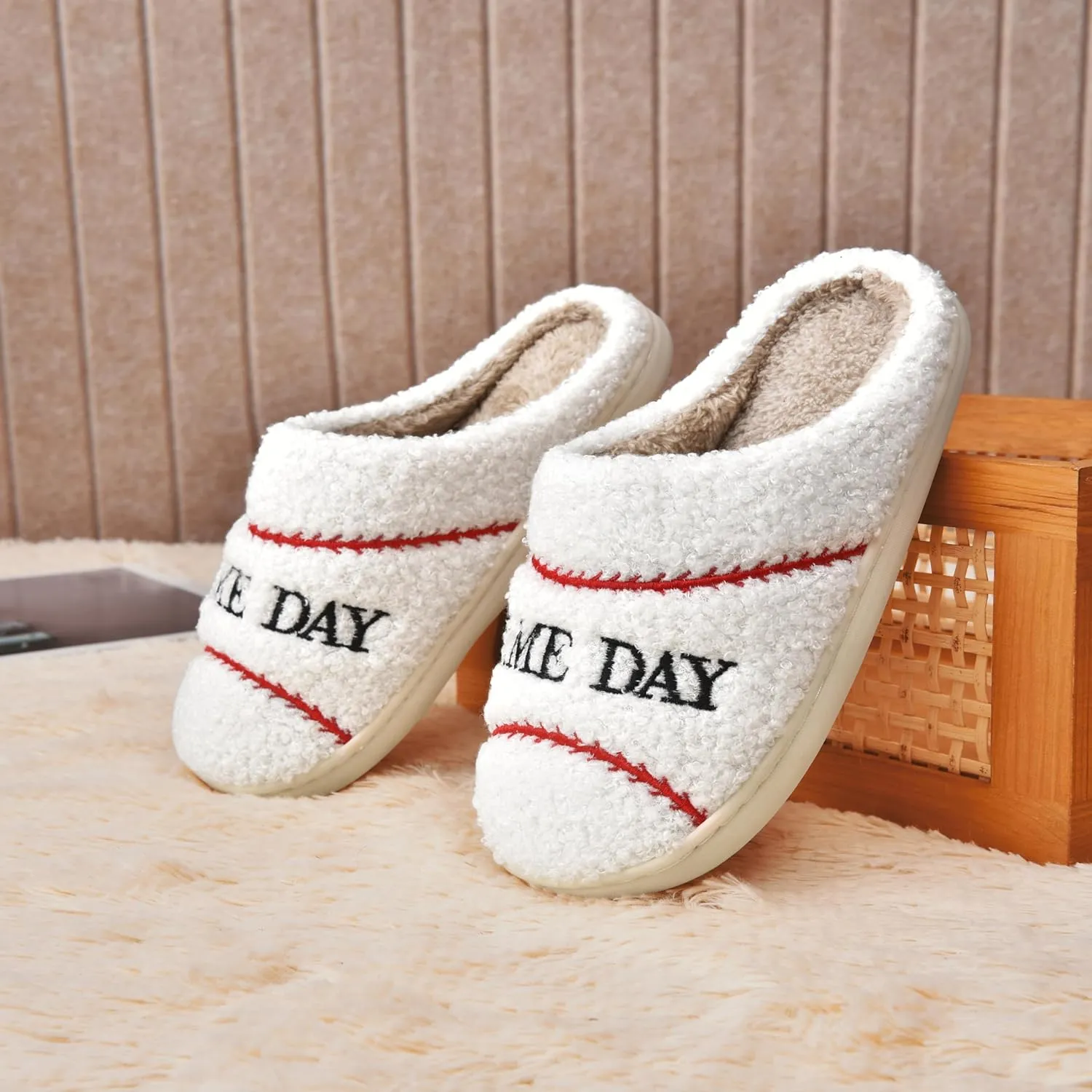 INMINPIN Kids Girls Boys Ball Sports Slippers Soft Curly House Shoes Memory Foam Non-Slip Indoor Outdoor Slippers for Sports Fan