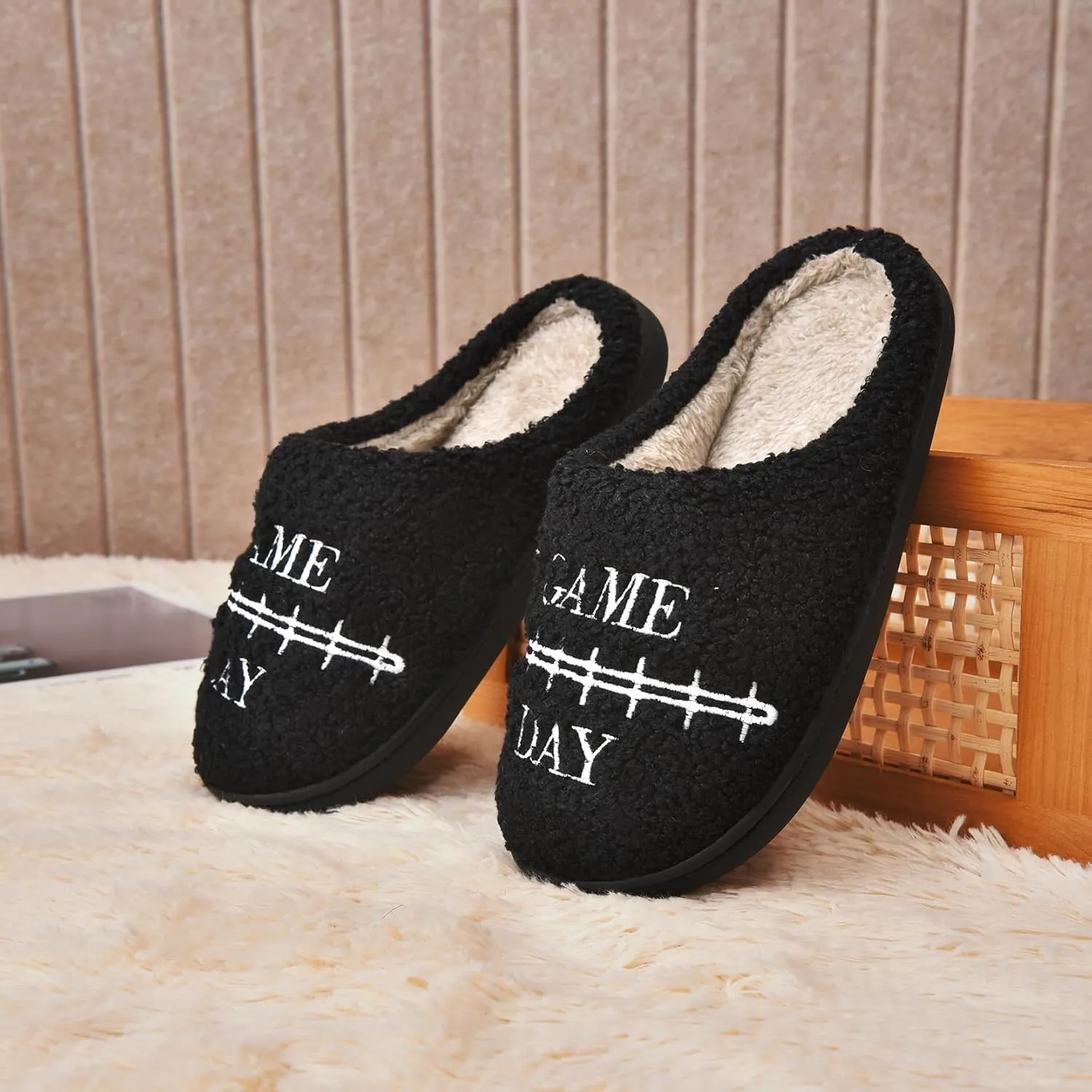 INMINPIN Kids Girls Boys Ball Sports Slippers Soft Curly House Shoes Memory Foam Non-Slip Indoor Outdoor Slippers for Sports Fan