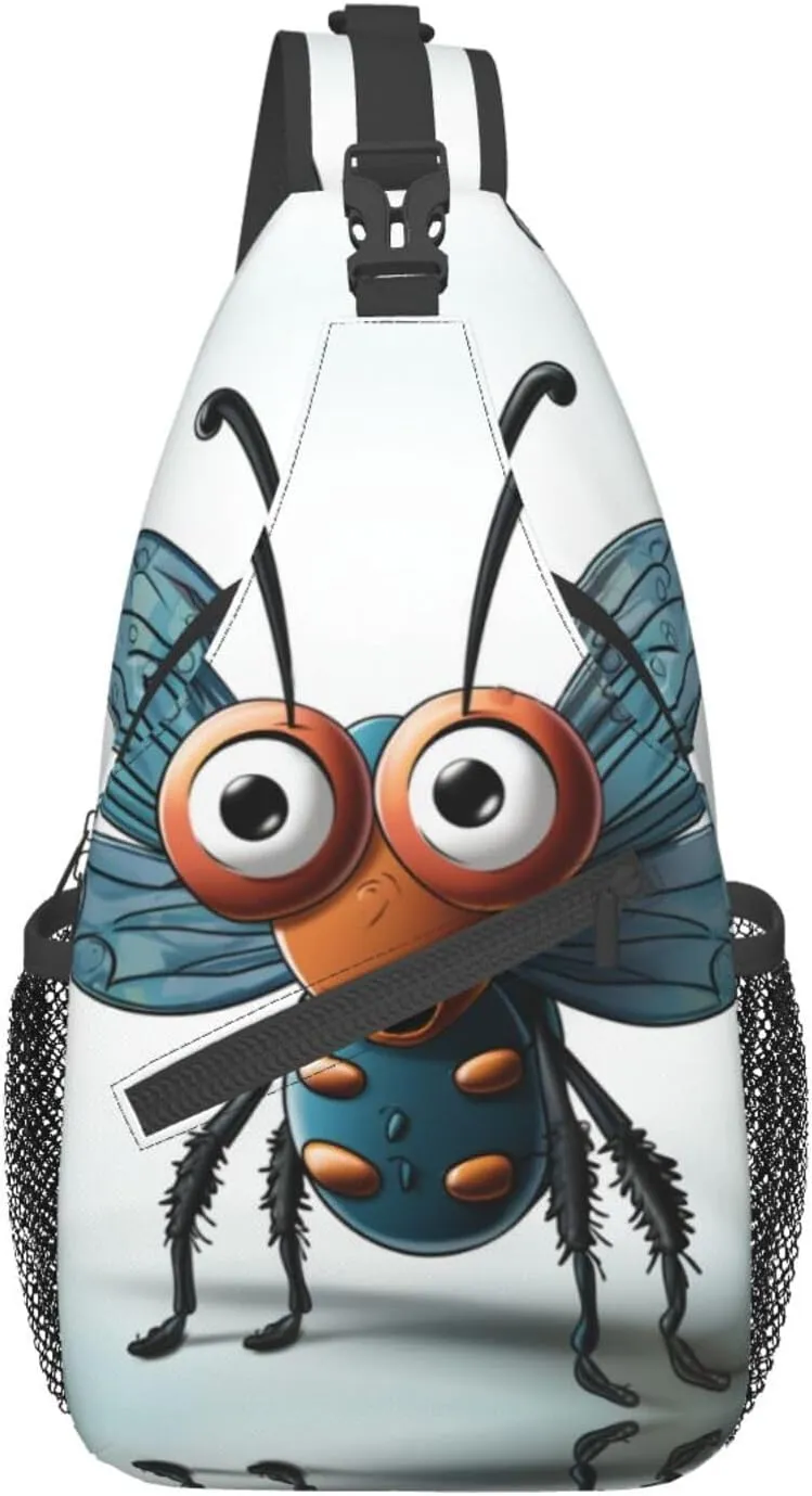 Insect Wings Eyes Sling Bag Crossbody Shoulder Backpack Casual Chest Bag Sport Travel Hiking Daypack For Women Men