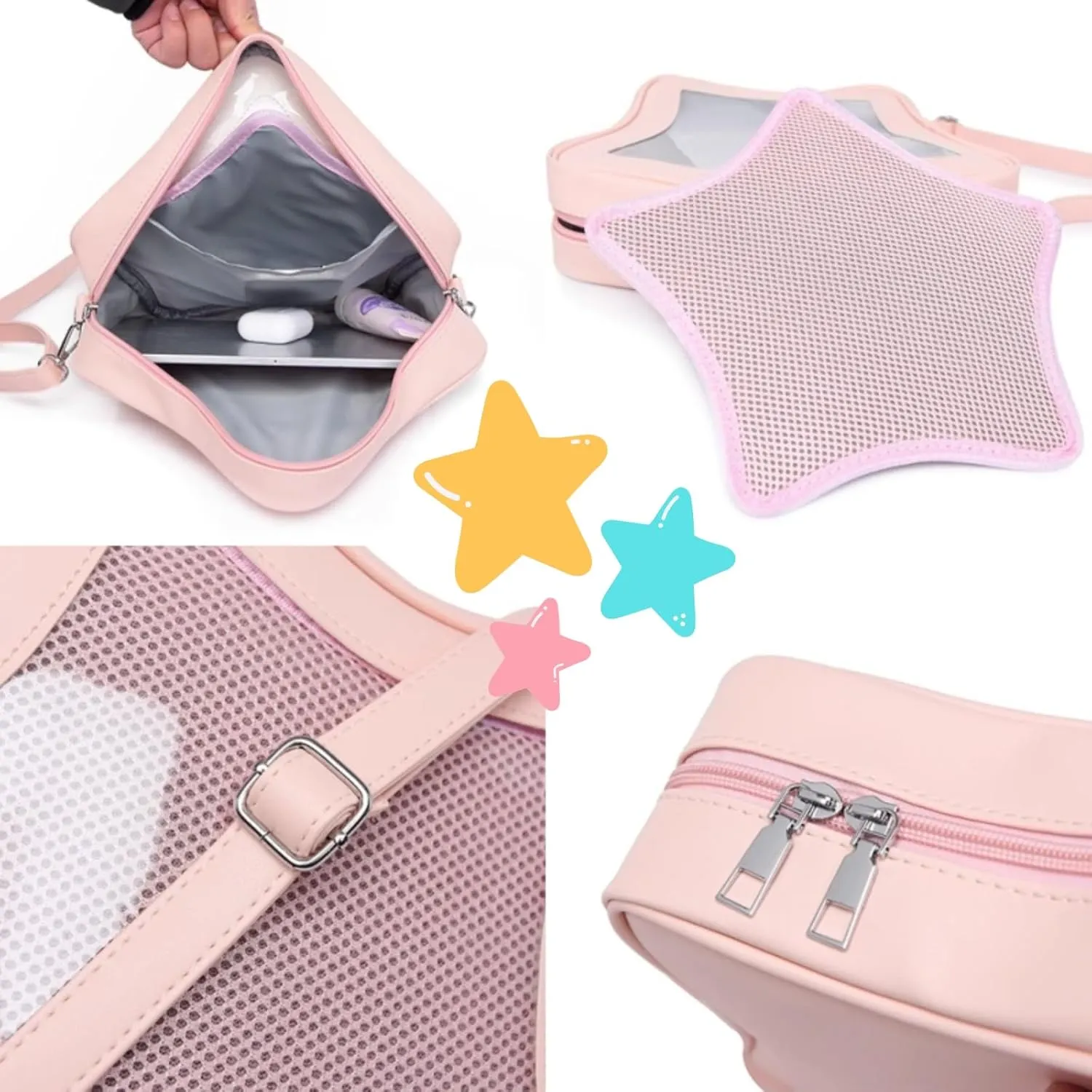 Ita Bag, Kawaii Star-Shaped Backpack – Large Capacity, Waterproof, Lightweight, Cross-body Bag (Purple)