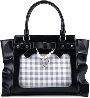 Ita Bag Pin Display Crossbody Bag Purse Aesthetic Handbag with Pearl Bow Ita Insert Display PU Leather Tote