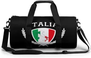 Italia Italy Italian Map Flag Duffel Bag Lightweight Cylindrical Travel Gym Tote Bags With Shoulder Strap For Sports Workout Yoga