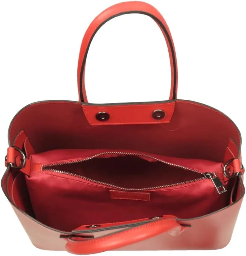 Jackie Tote Bag, Genuine Italian Calf Leather, 12.4 x 9.8 x 5.5 inches