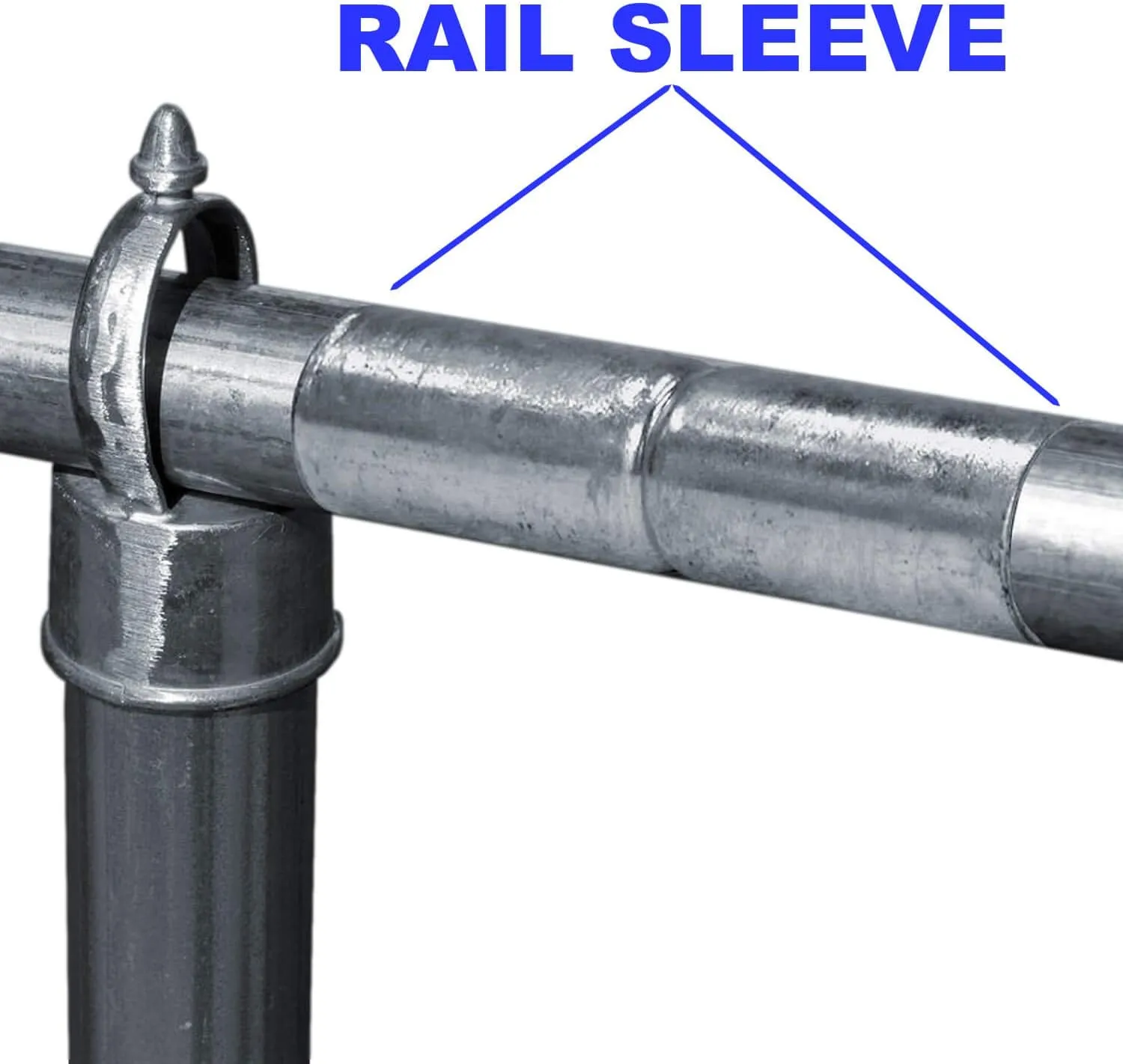 Jake Sales Chain Link Fence TOP RAIL SLEEVE: 1-7/8" X 6" Chain link Fence Galvanized Top Rail Sleeve. Each