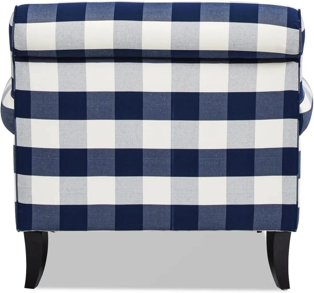 Jennifer Taylor Home Alana 38" Lawson Accent Arm Chair Metal Casters, Blue Lattice Woven