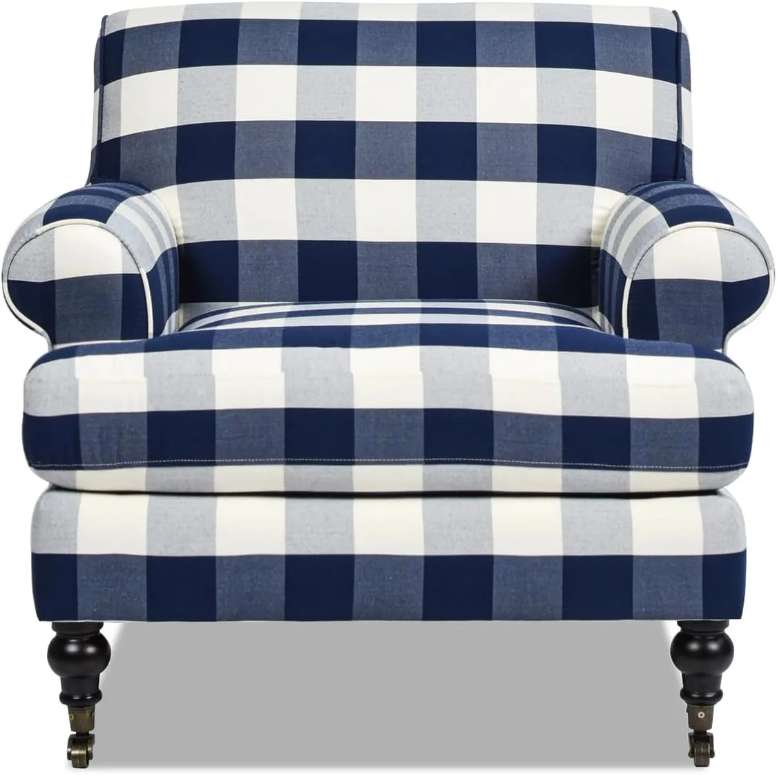 Jennifer Taylor Home Alana 38" Lawson Accent Arm Chair Metal Casters, Blue Lattice Woven