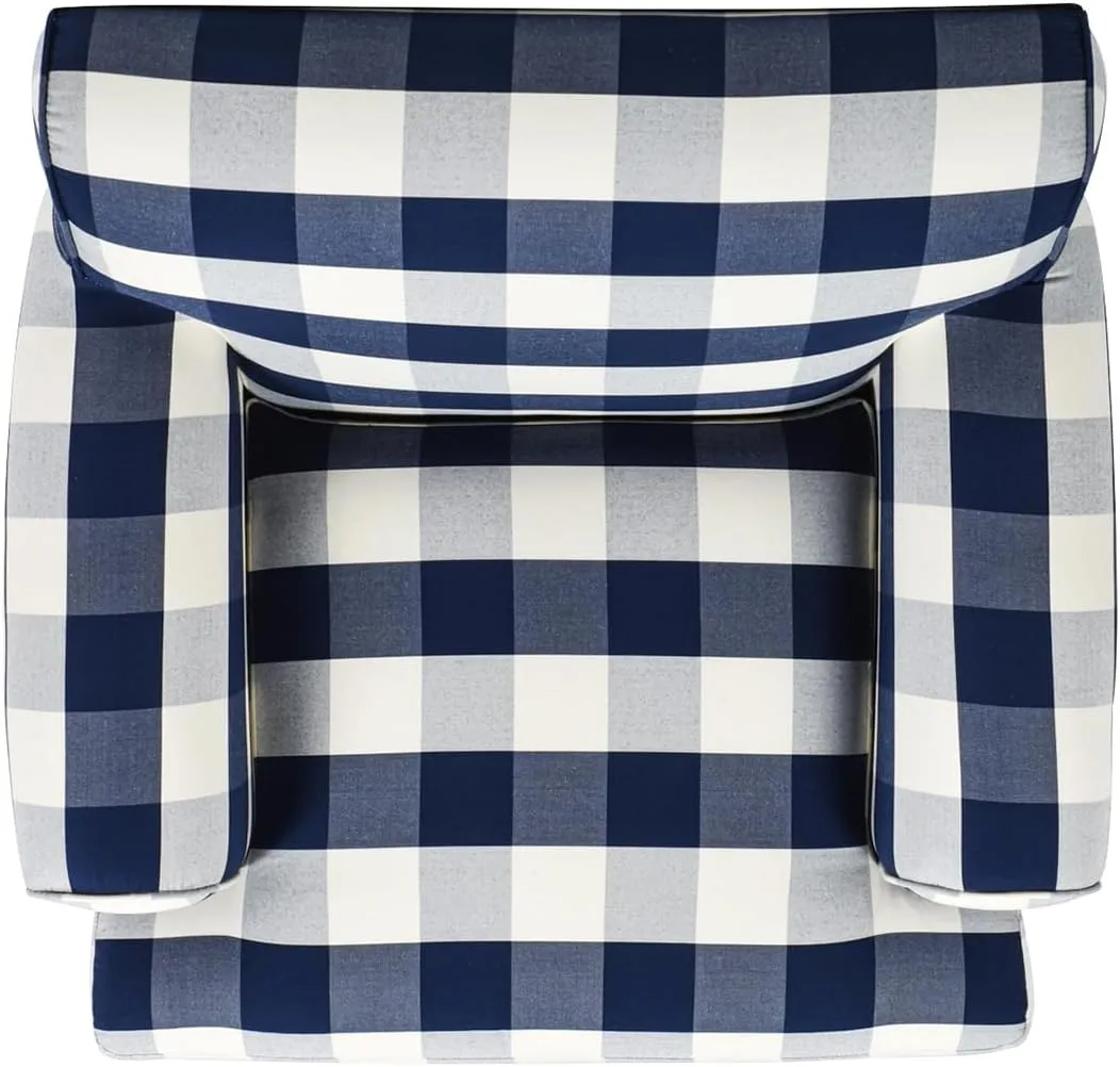 Jennifer Taylor Home Alana 38" Lawson Accent Arm Chair Metal Casters, Blue Lattice Woven