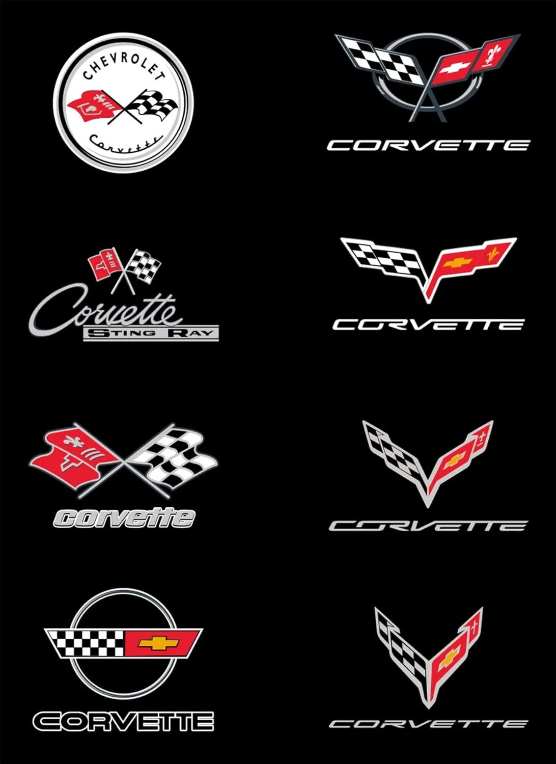 JH DESIGN GROUP Men's Chevy Corvette C8 Collage Zip-Up Hoodie Black Sweatshirt