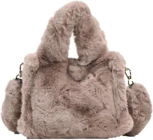 JHTPSLR Furry Tote Bag for Women - Soft Plush Crossbody Shoulder Bag - Winter Casual Fuzzy Tote