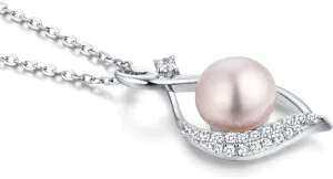 JO WISDOM Freshwater Cultured Pearl Pendant Necklace for Women in Sterling Silver,Infinity Design Necklace with 9mm Pearl and 2mm Gemstone
