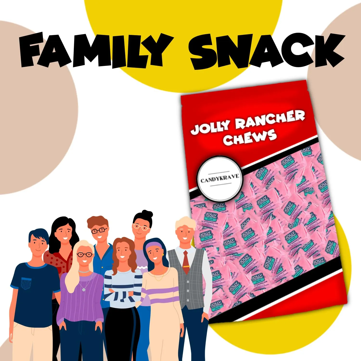 Jolly Rancherrs Chews Candy - Strawberry Flavor - 190 Pieces of Intense Strawberry Blast - Individually Wrapped Delicious Candy Chews for Birthdays, Easter, Christmas & Pantry (2 lbs)