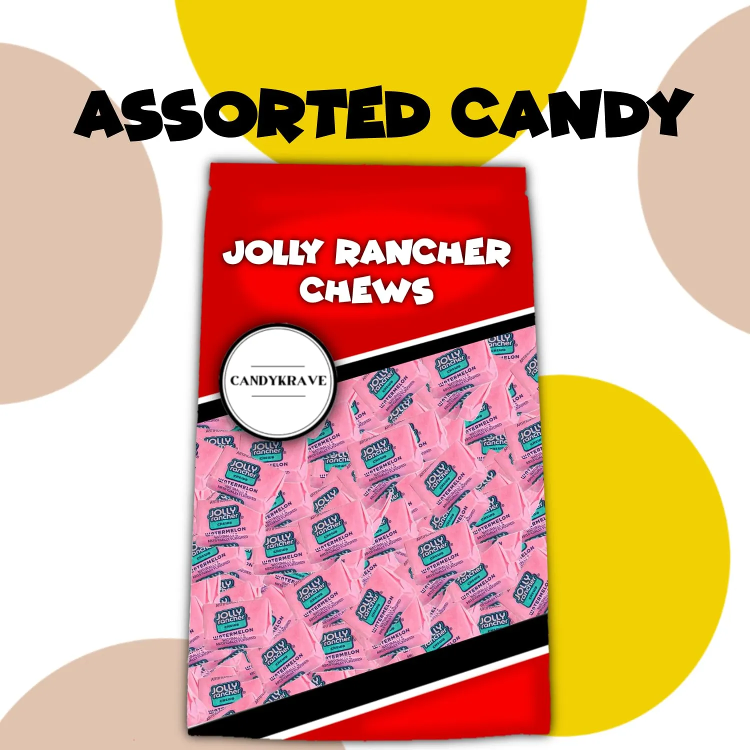 Jolly Rancherrs Chews Candy - Strawberry Flavor - 190 Pieces of Intense Strawberry Blast - Individually Wrapped Delicious Candy Chews for Birthdays, Easter, Christmas & Pantry (2 lbs)