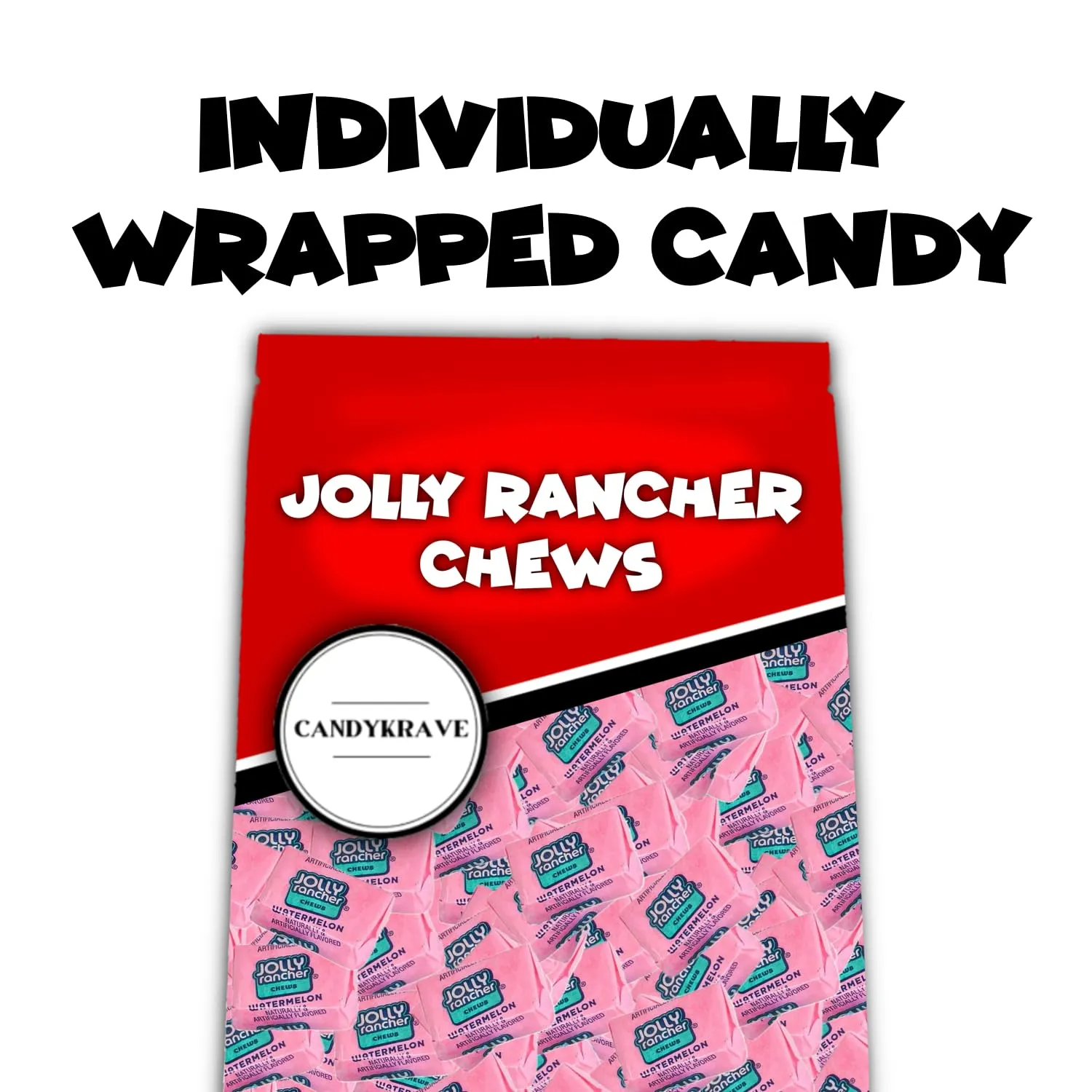 Jolly Rancherrs Chews Candy - Strawberry Flavor - 190 Pieces of Intense Strawberry Blast - Individually Wrapped Delicious Candy Chews for Birthdays, Easter, Christmas & Pantry (2 lbs)
