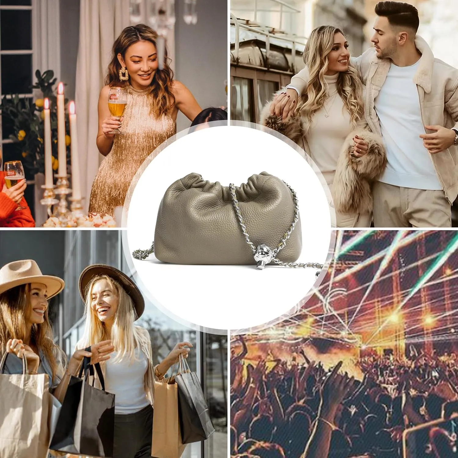 Joryin Trendy Dumpling Women's Crossbody Bag - Evening Clutch Vegan & Genuine Leather Hobo Cloud Purse