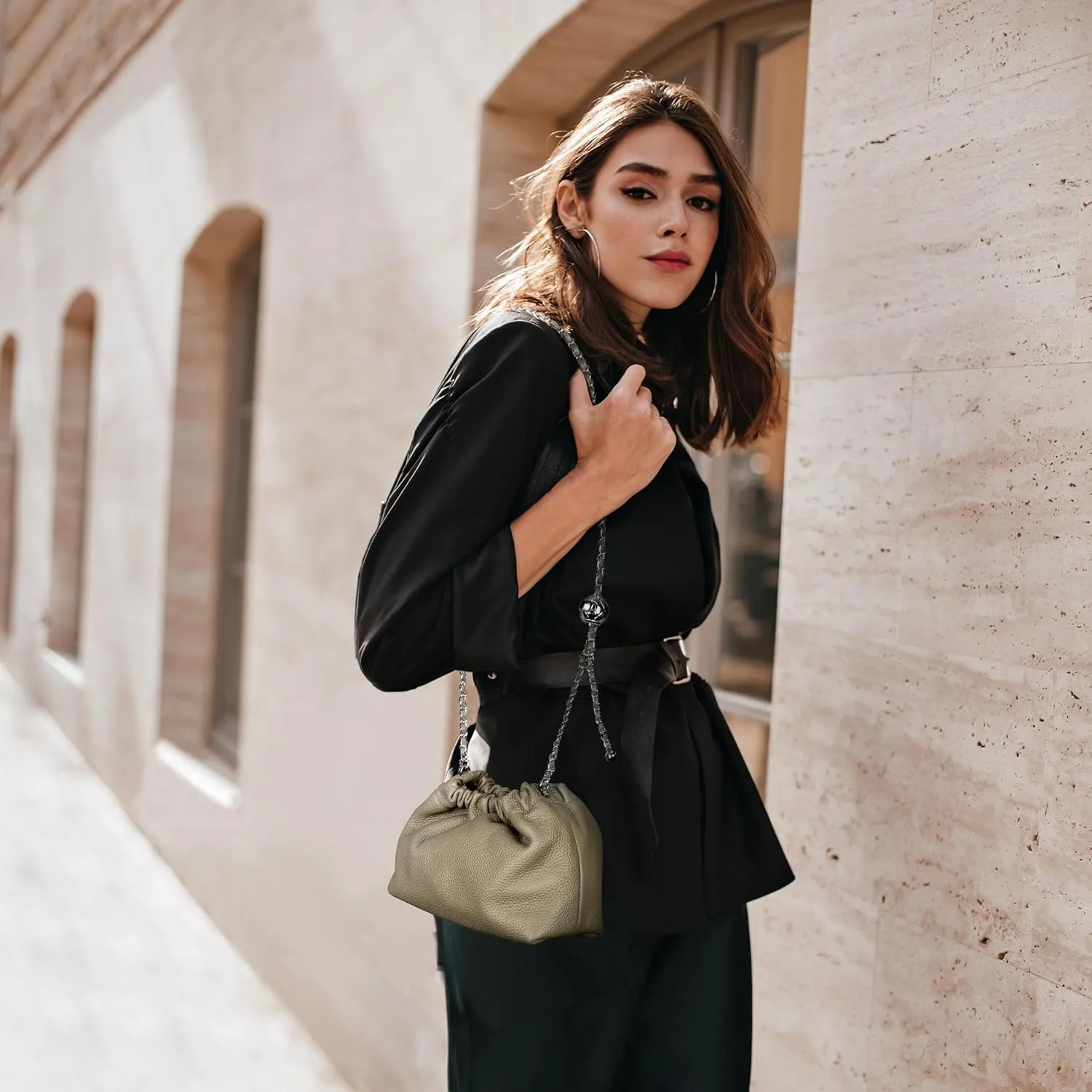 Joryin Trendy Dumpling Women's Crossbody Bag - Evening Clutch Vegan & Genuine Leather Hobo Cloud Purse
