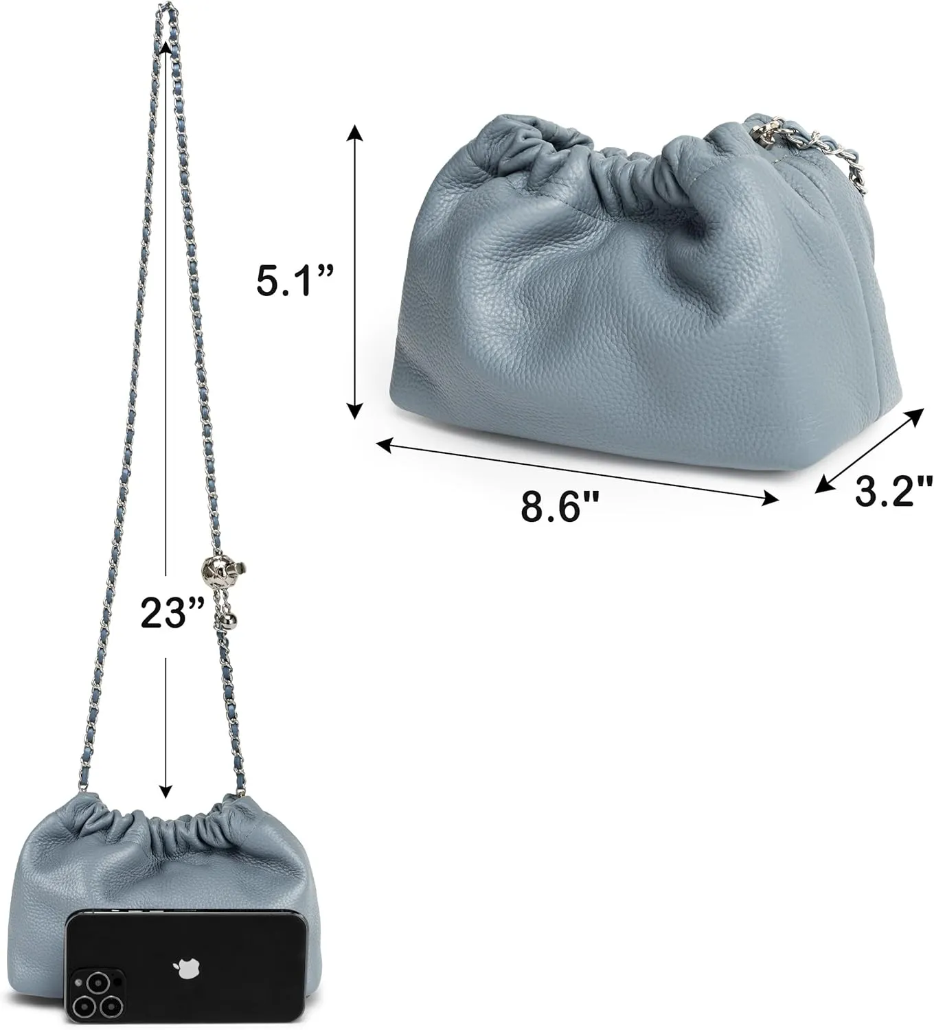 Joryin Trendy Dumpling Women's Crossbody Bag - Evening Clutch Vegan & Genuine Leather Hobo Cloud Purse