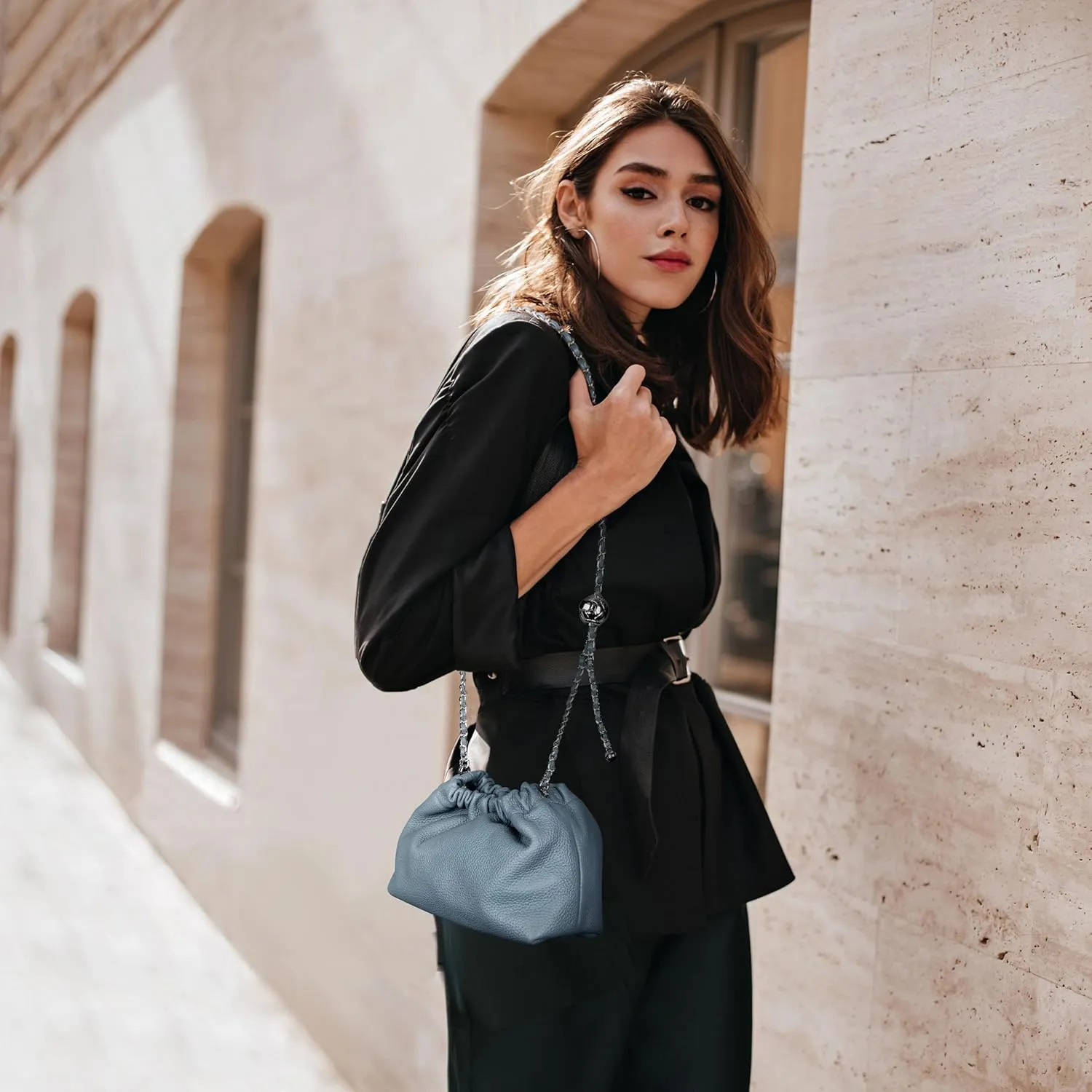 Joryin Trendy Dumpling Women's Crossbody Bag - Evening Clutch Vegan & Genuine Leather Hobo Cloud Purse