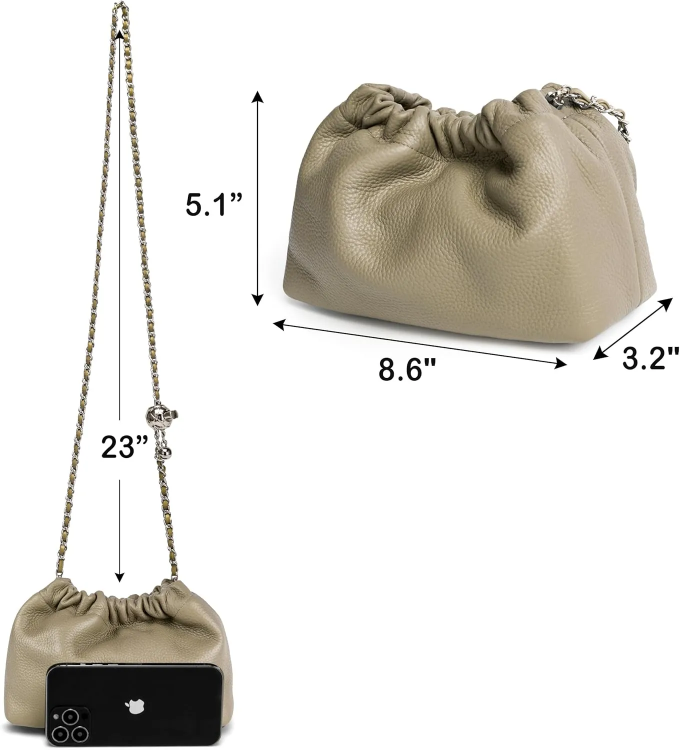 Joryin Trendy Dumpling Women's Crossbody Bag - Evening Clutch Vegan & Genuine Leather Hobo Cloud Purse