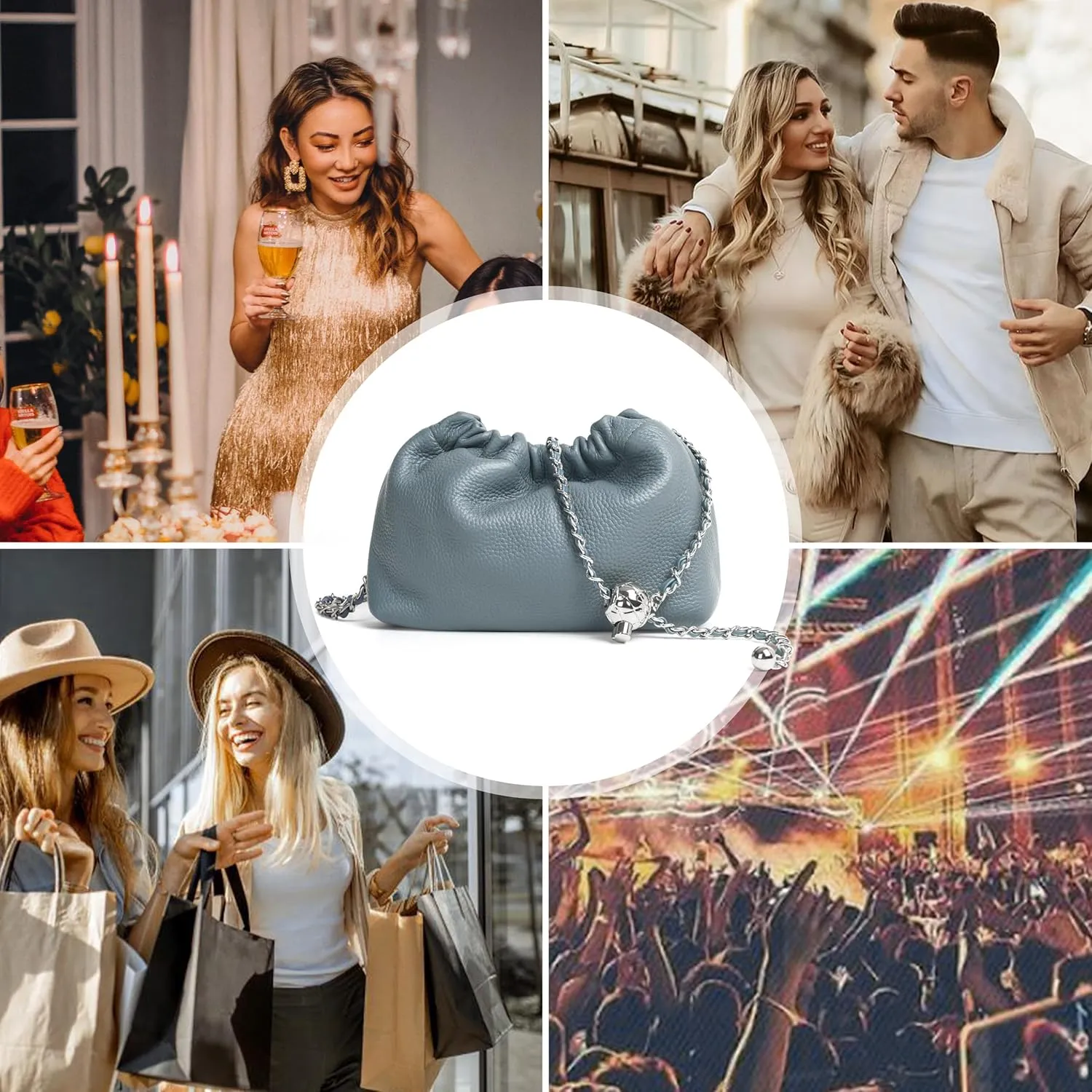 Joryin Trendy Dumpling Women's Crossbody Bag - Evening Clutch Vegan & Genuine Leather Hobo Cloud Purse