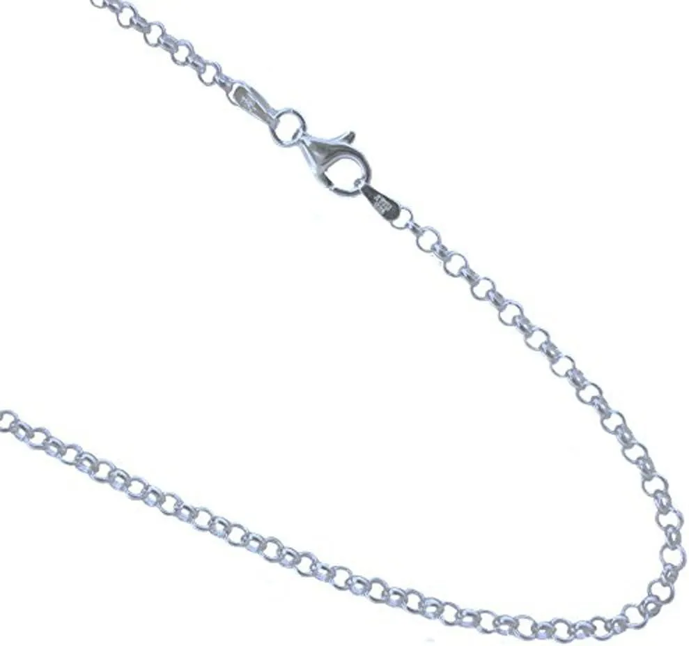 JOSCO 2.5mm Rolo Chain .925 Italian Sterling Silver Link Necklace. 16,18,20,22,24,30 Inches