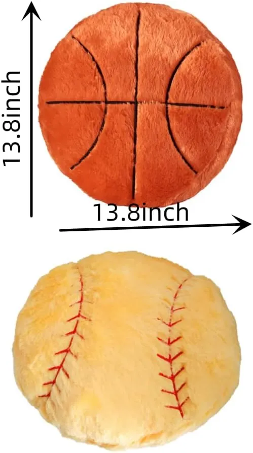 JPORSHU 2Pcs Basketball Sports Fluffy Soft Throw Pillow Toy, Basketball Plush Sport Theme Cushion, Sphere Toys Gift for Kids Boy Girls Children Room Decoration