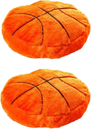 JPORSHU 2Pcs Basketball Sports Fluffy Soft Throw Pillow Toy, Basketball Plush Sport Theme Cushion, Sphere Toys Gift for Kids Boy Girls Children Room Decoration