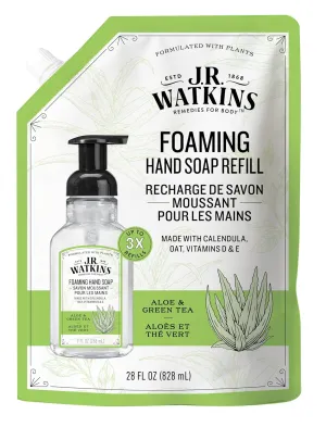 J.R. Watkins Liquid Foaming Hand Soap Aloe and Green Tea Refill, Pack of 1