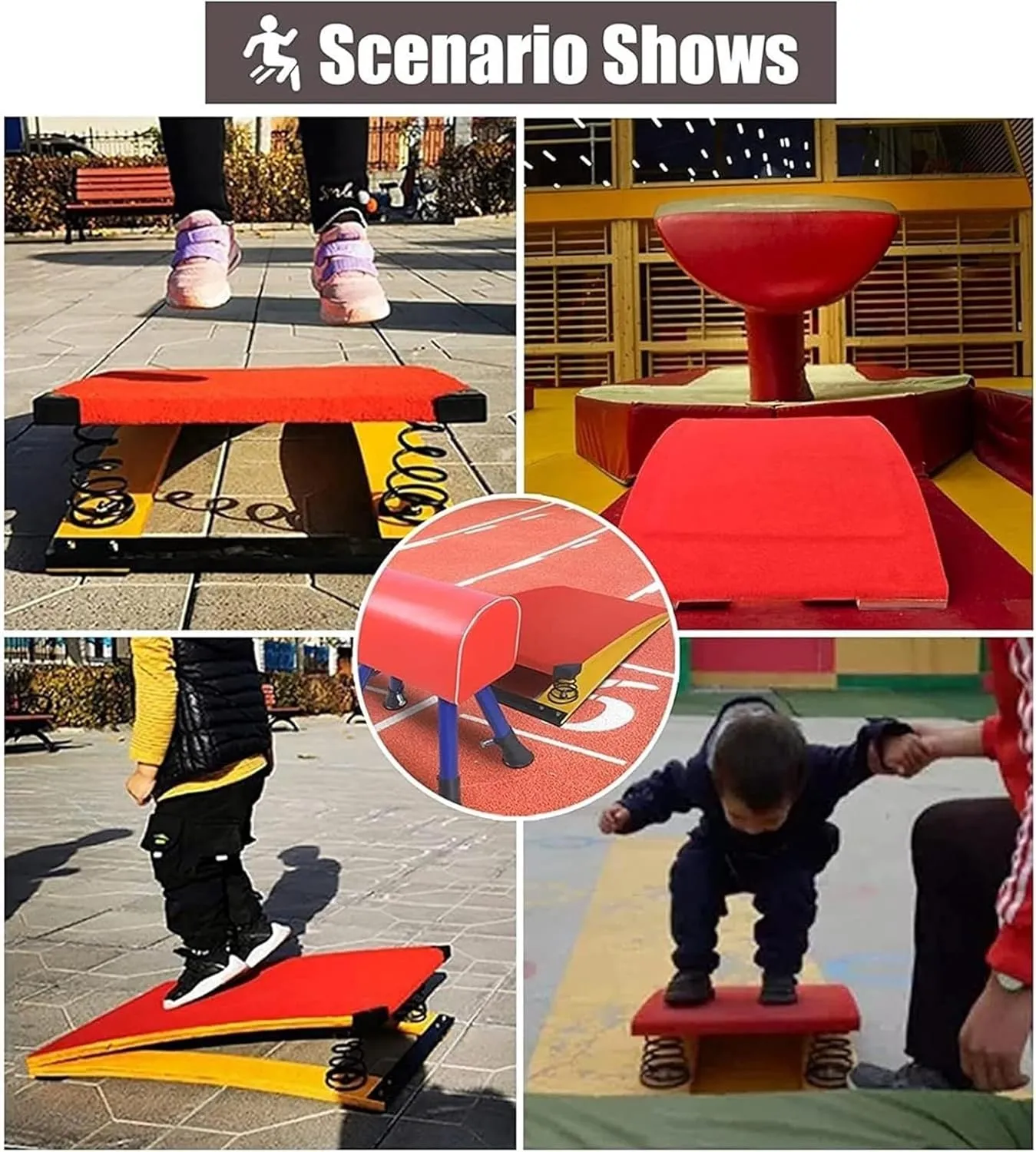 Junior Portable Curved Gymnastic Springboard, Children Beginner Springboards, Stable & Anti-Tear Spring Board, for School, Home Gym (Orange 80X50cm)
