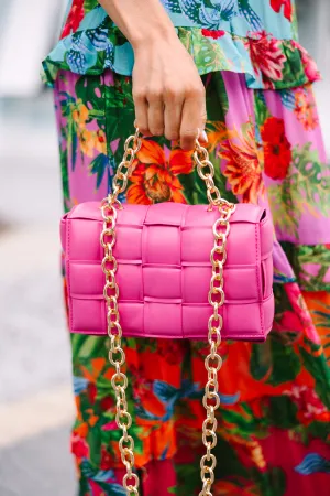 Just Think It Over Fuchsia Lattice Purse