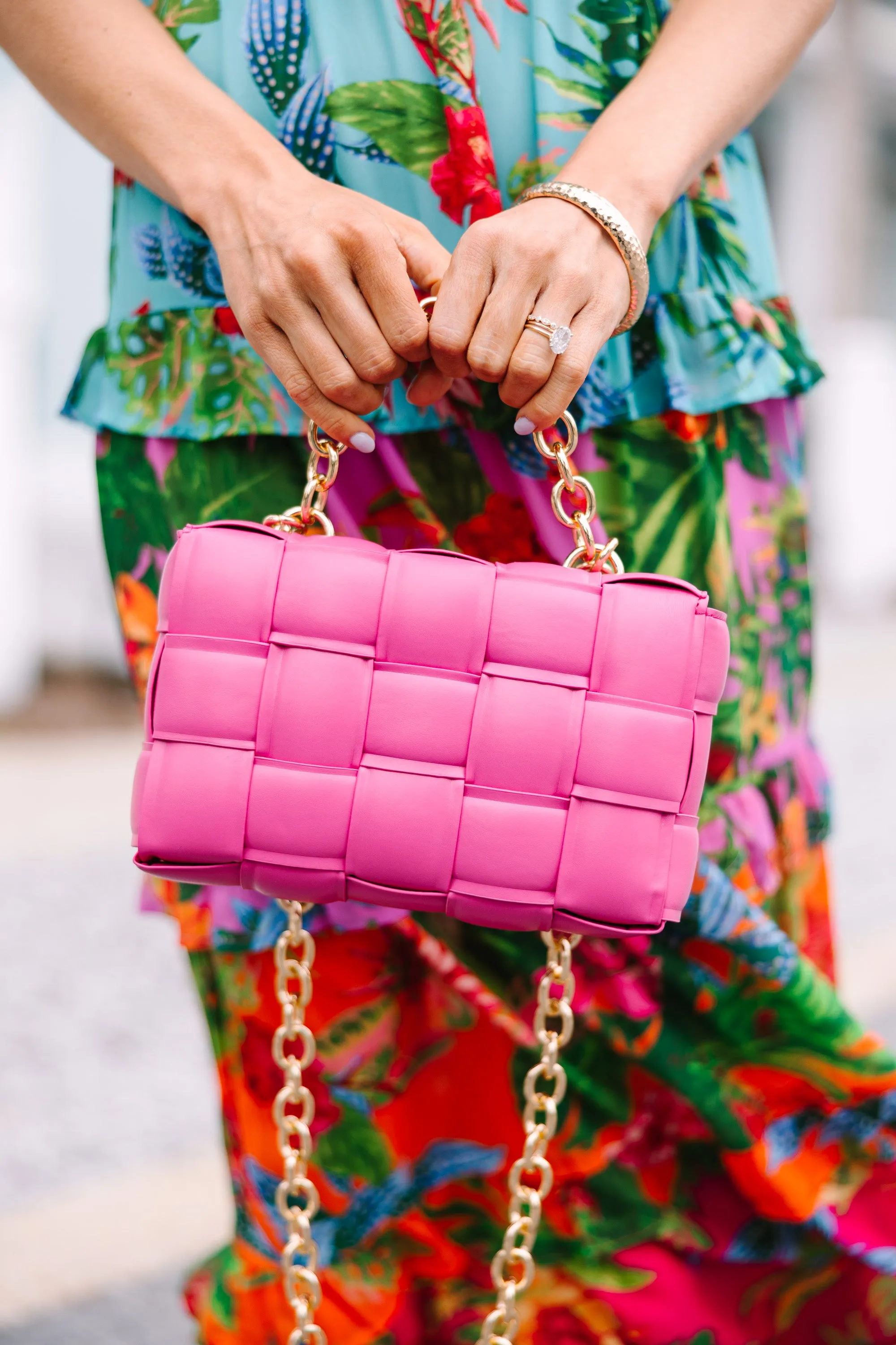 Just Think It Over Fuchsia Lattice Purse