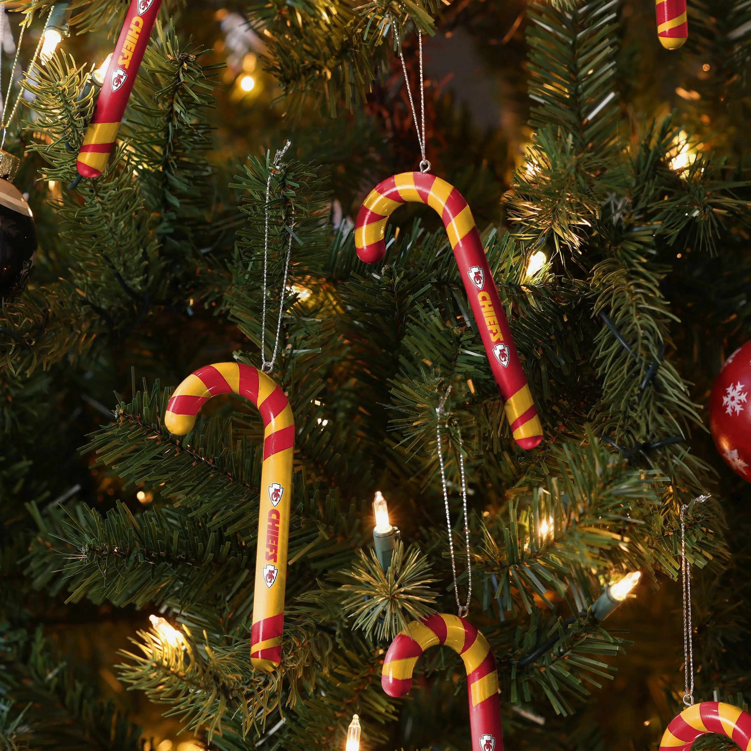Kansas City Chiefs 12 Pack Candy Cane Ornament Set