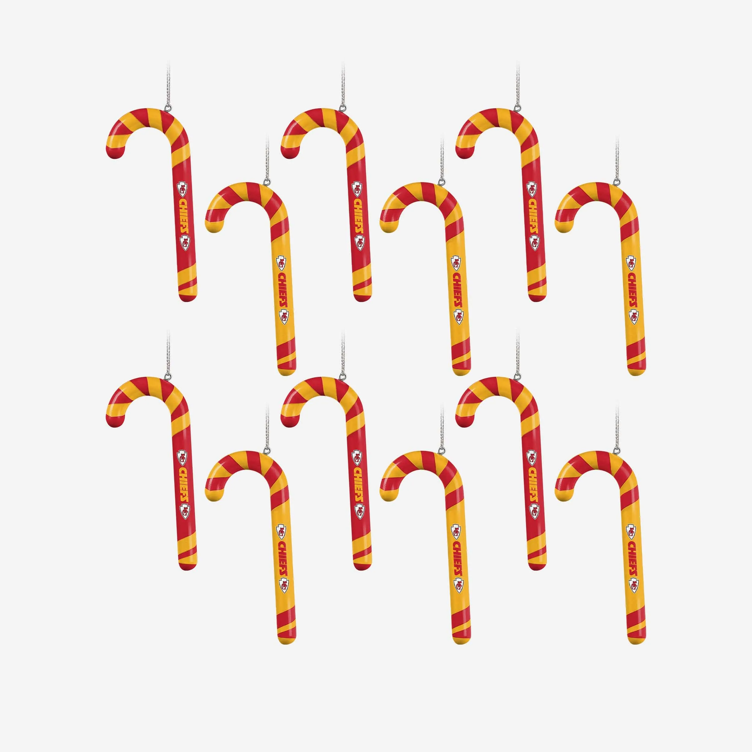 Kansas City Chiefs 12 Pack Candy Cane Ornament Set