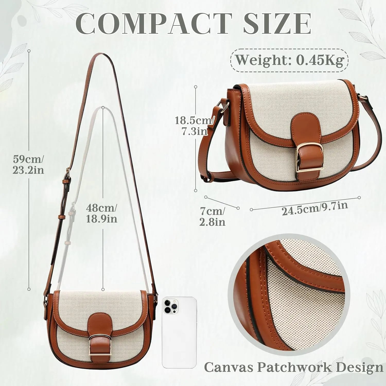 Kasqo Crossbody Bag for Women,Vegan Leather Fashion Small Shoulder Bag Ladies Handbag Saddle Purse with Adjustable Strap