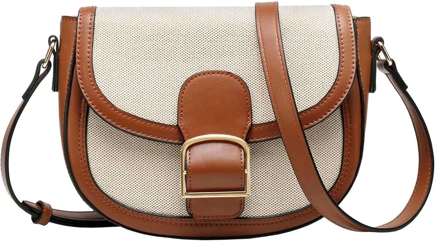 Kasqo Crossbody Bag for Women,Vegan Leather Fashion Small Shoulder Bag Ladies Handbag Saddle Purse with Adjustable Strap