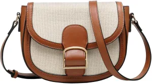 Kasqo Crossbody Bag for Women,Vegan Leather Fashion Small Shoulder Bag Ladies Handbag Saddle Purse with Adjustable Strap