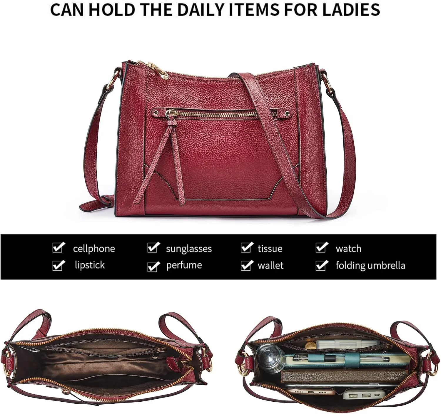 Kattee Leather Purses and Handbags for Women Crossbody Stachel Shoulder Bags