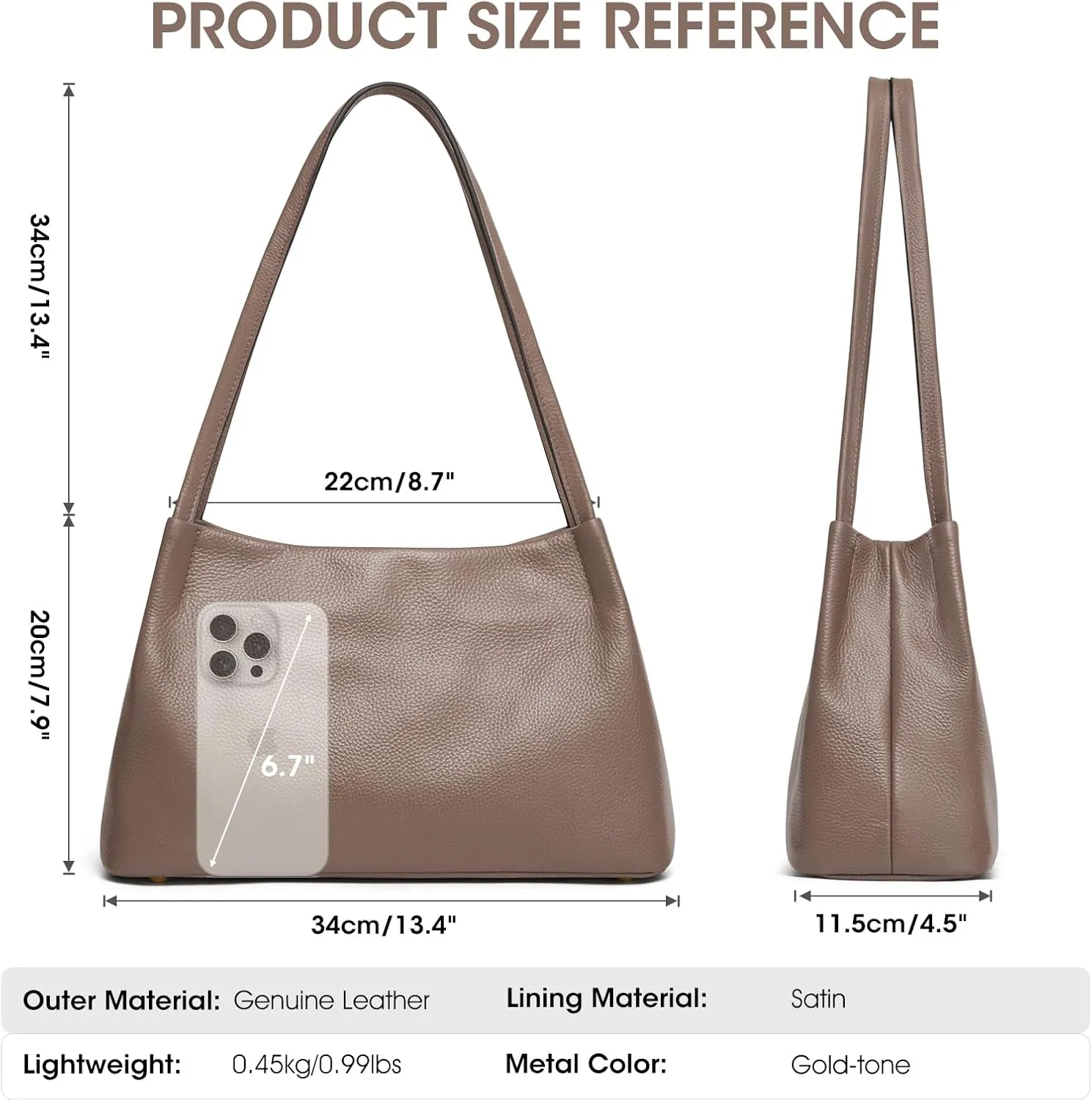 Kattee Leather Purses and Handbags for Women, Soft Genuine Leather Shoulder Hobo Bags with Top Magnetic Snap Closure