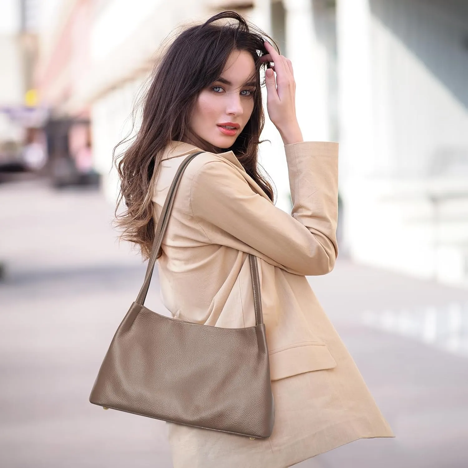 Kattee Leather Purses and Handbags for Women, Soft Genuine Leather Shoulder Hobo Bags with Top Magnetic Snap Closure