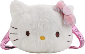 Kawaii Cat Plush Crossbody bag with Adjustable Lanyard, Kawaii Handbag with Zipper, Wallet Fluffy Purse Shoulder Bag Coin Pouch Accessories for Women Girls